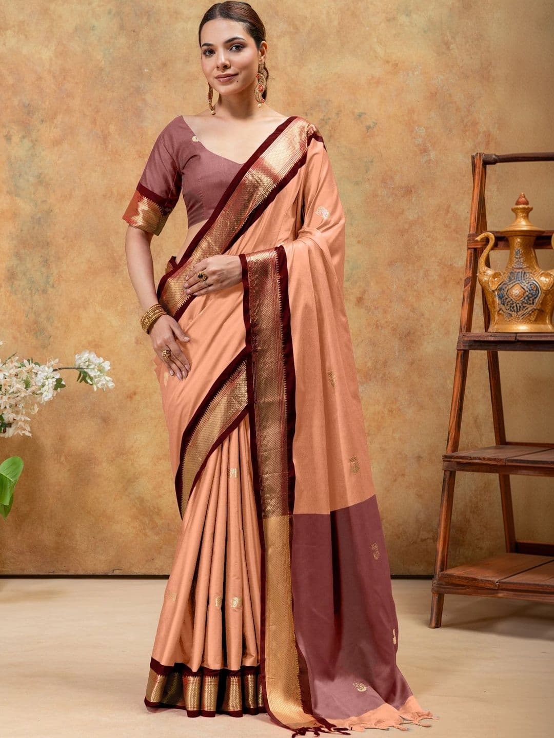 KALINI Woven Design Zari Silk Cotton Paithani Saree - view 1