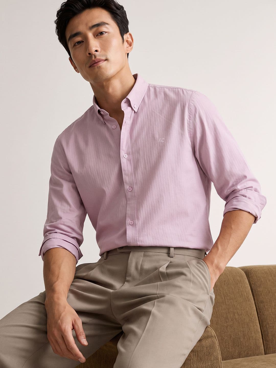 Kenneth Cole Self Design Pure Cotton Casual Shirt - view 1