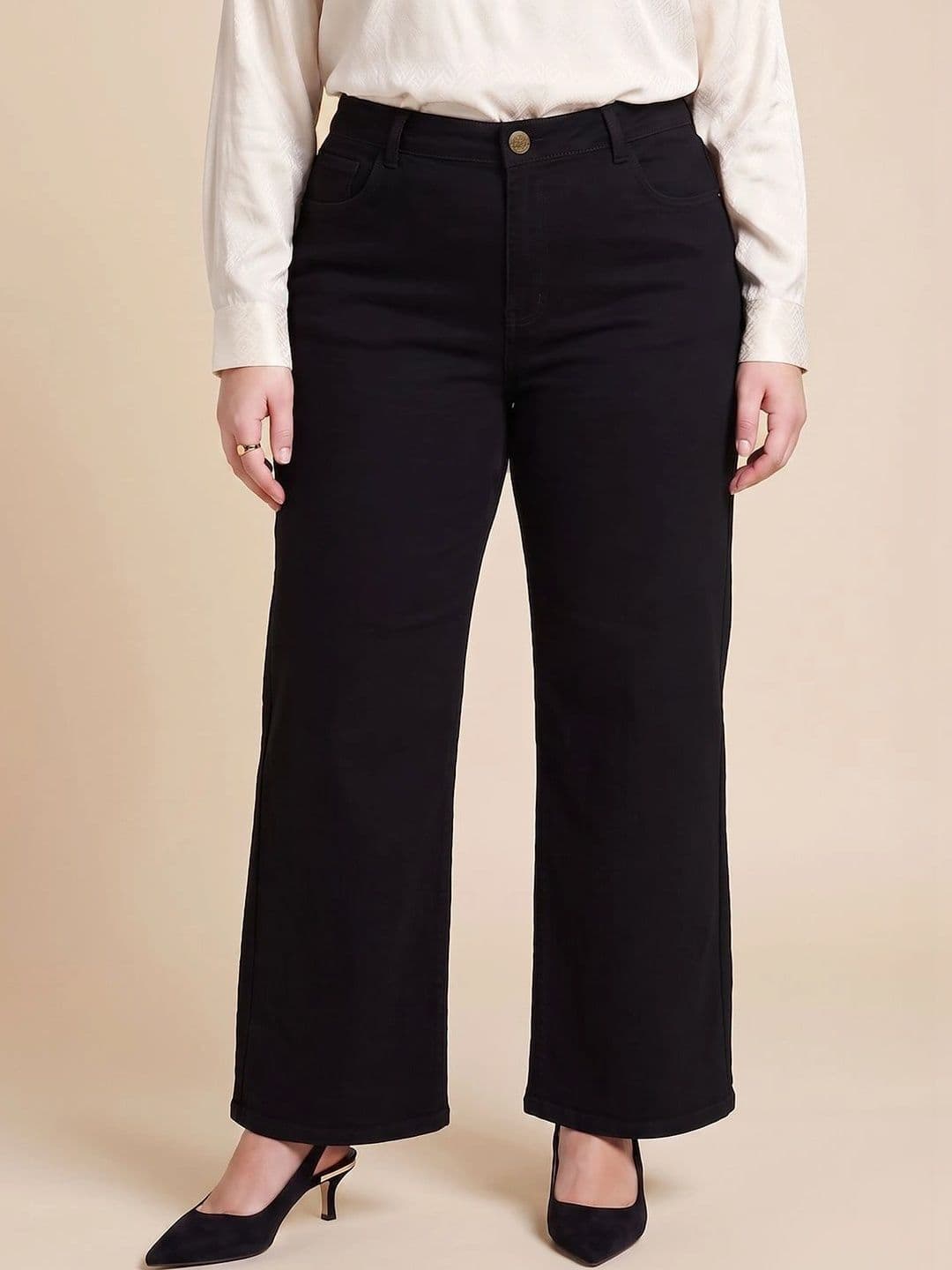 Purple Feather Women Plus Size straight fit High-Rise Clean Look Stretchable Jeans - view 1