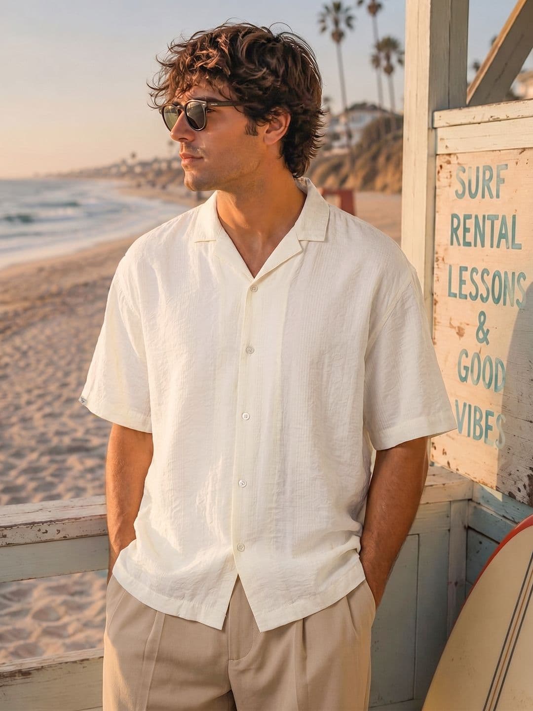 The Indian Garage Co Men Relaxed Fit Dobby Self Design Resortwear Shirt - view 1