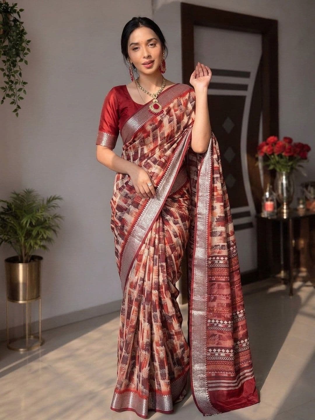 ARIHANT CREATIONS Linen Blend Saree - view 1
