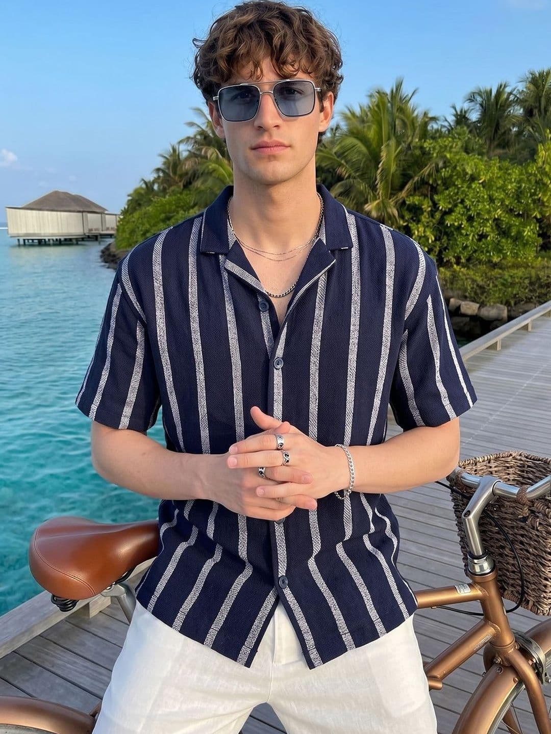 The Indian Garage Co Men Relaxed Fit Striped Resortwear Shirt - view 1