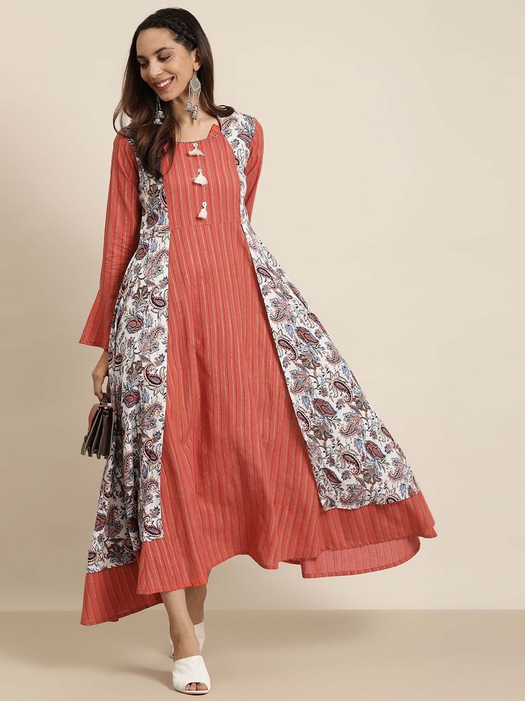 IKRASS Women Floral Printed Thread Work Anarkali Kurta - view 1