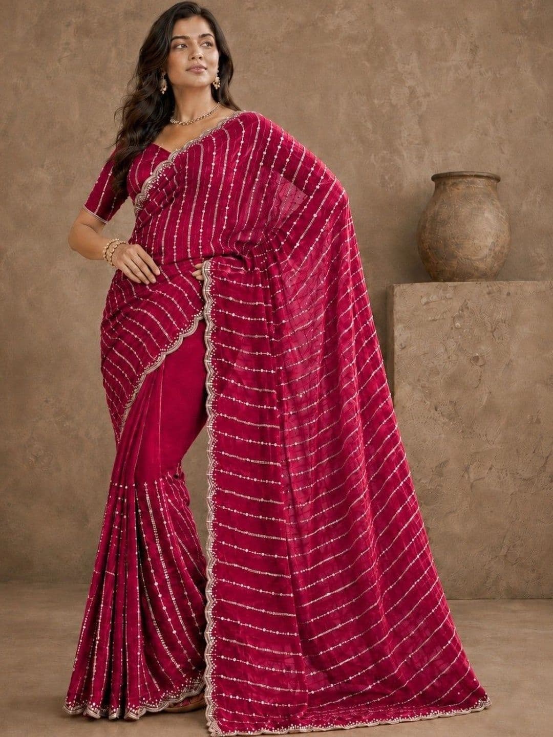 NaariThread Embellished Sequinned Tissue Heavy Work Mysore Silk Saree - view 1