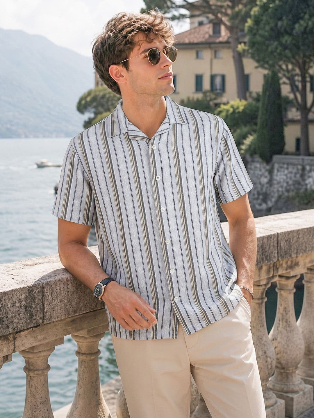The Indian Garage Co Men Relaxed Fit Striped Resort Wear Shirt - view 1