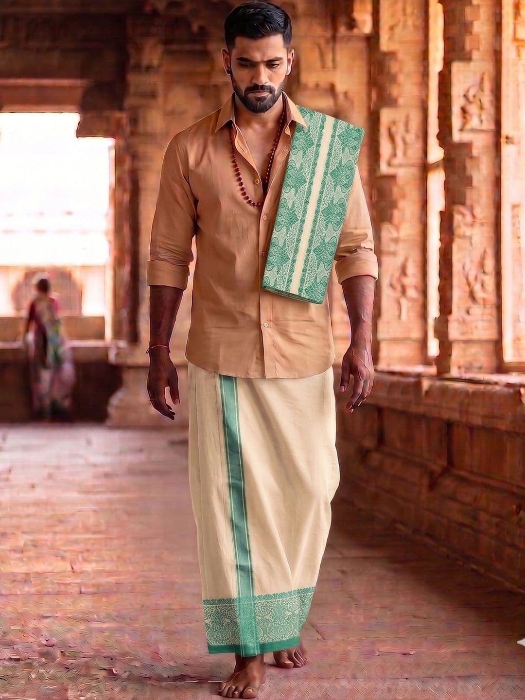 Hornbill Enterprises Men Embroidered Cotton Dhoti Dhotis - view 1