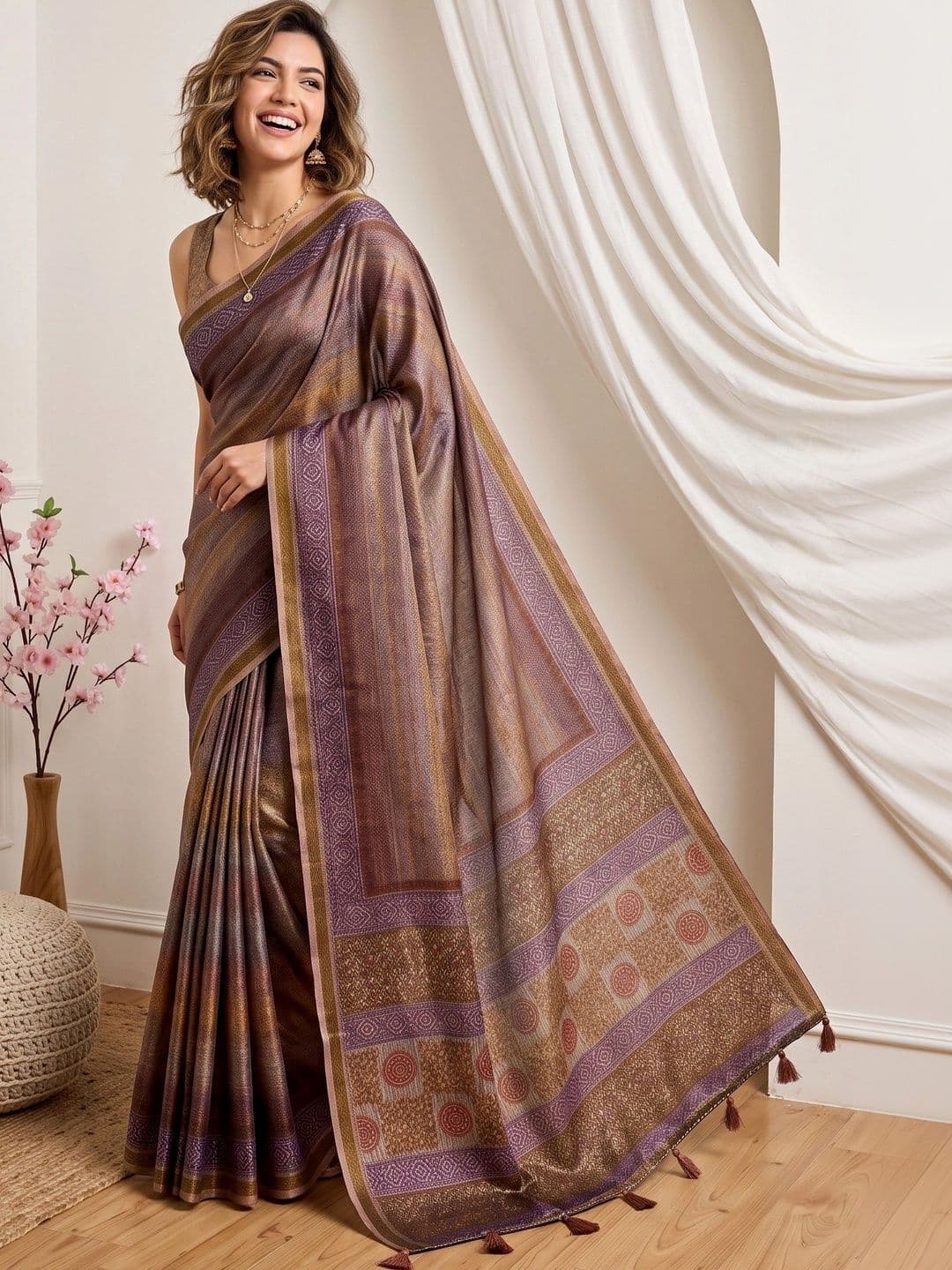 Rekha Maniyar Striped Zari Designer Saree - view 1