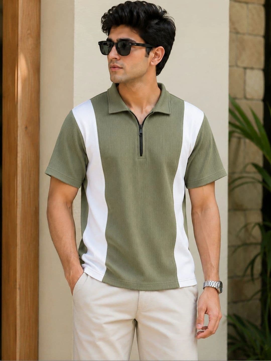 Blushme Men Colourblocked Polo Collar T-shirt - view 1