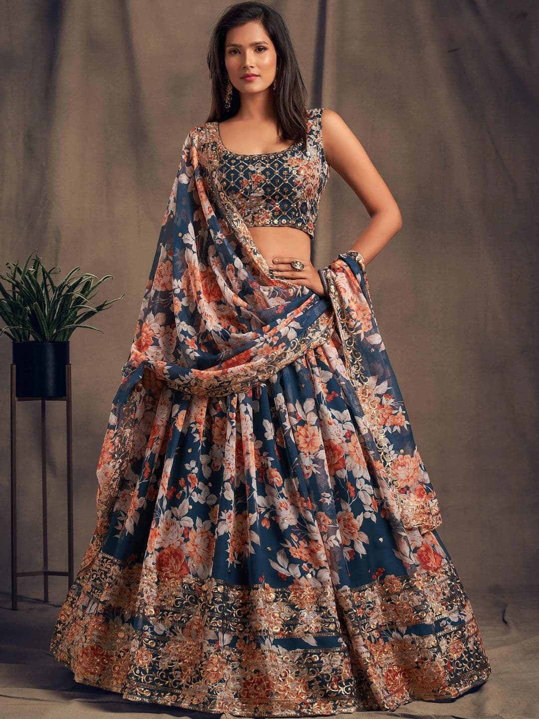 GULDORI Embroidered Semi-Stitched Lehenga & Unstitched Blouse With Dupatta - view 1