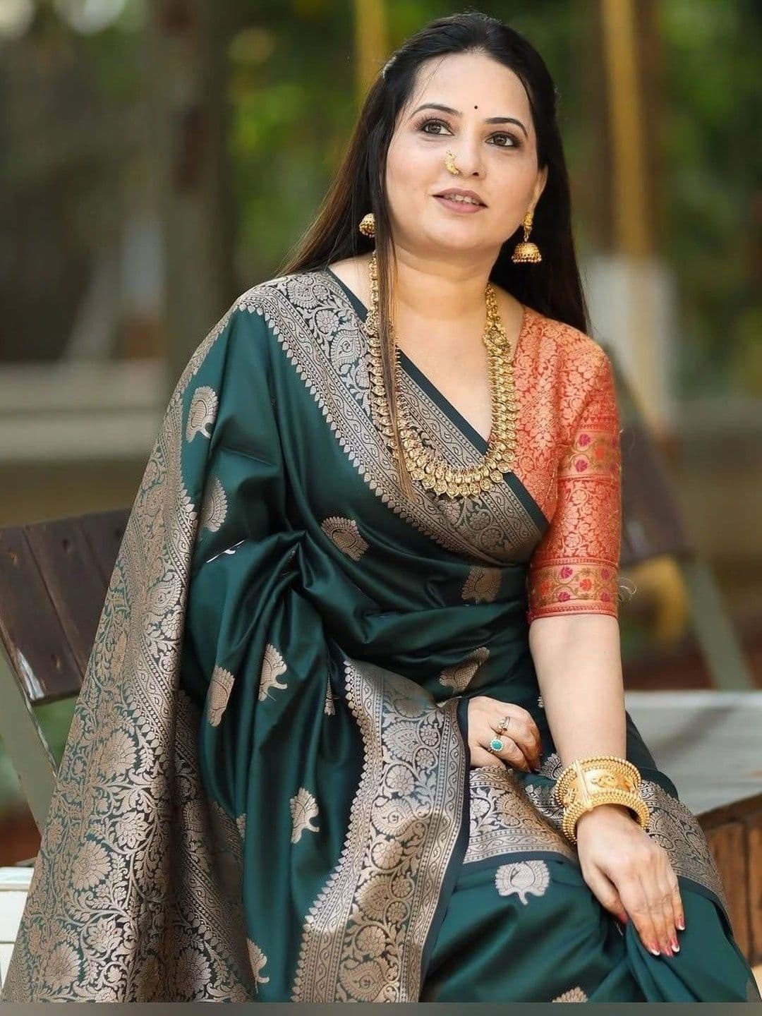 Glorisa Ethnic Motifs Zari Silk Blend Heavy Work Patola Saree - view 1