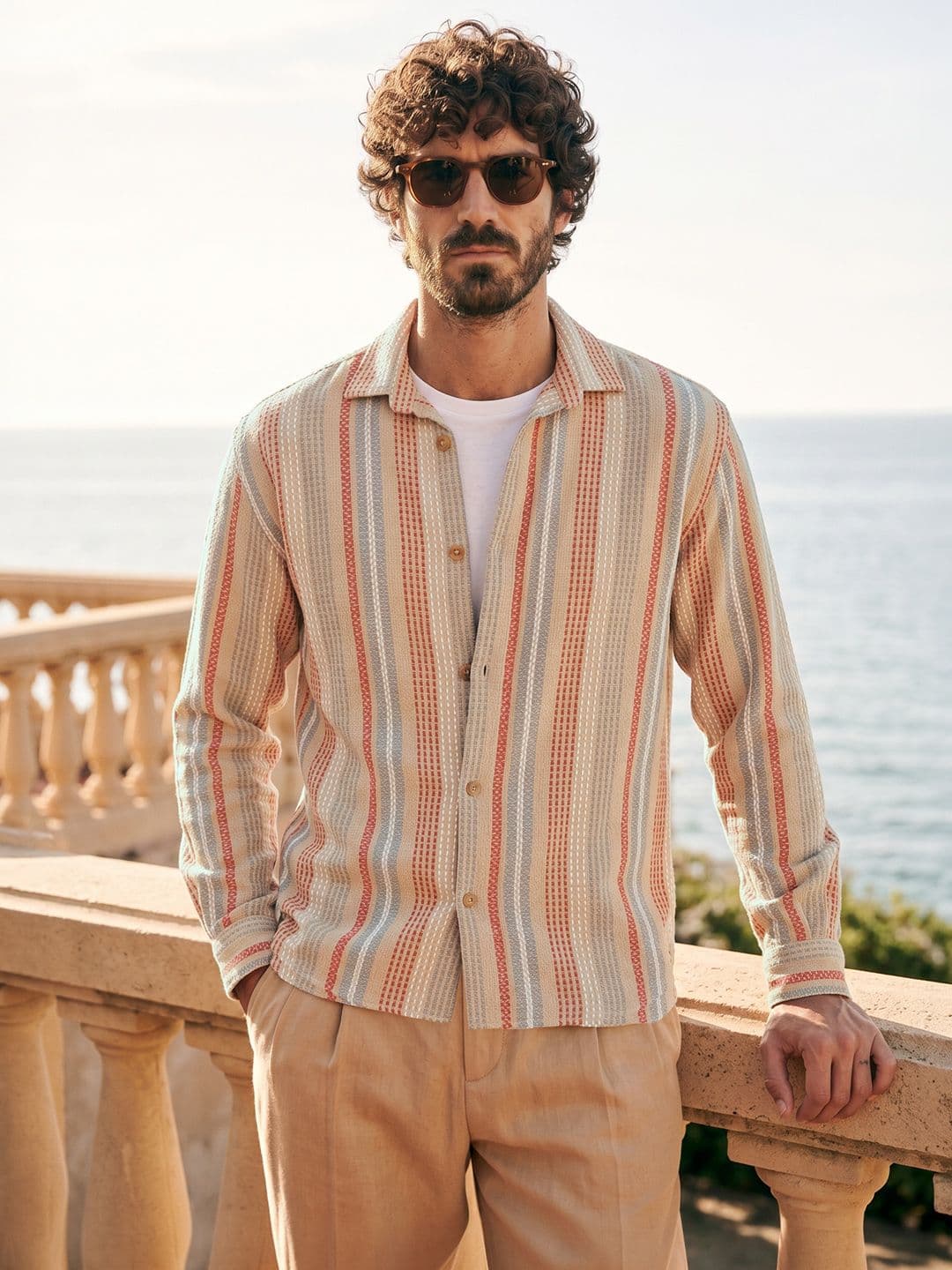 The Indian Garage Co Pure Cotton Striped Drop-Shoulder Sleeves Relaxed Casual Shirt - view 1