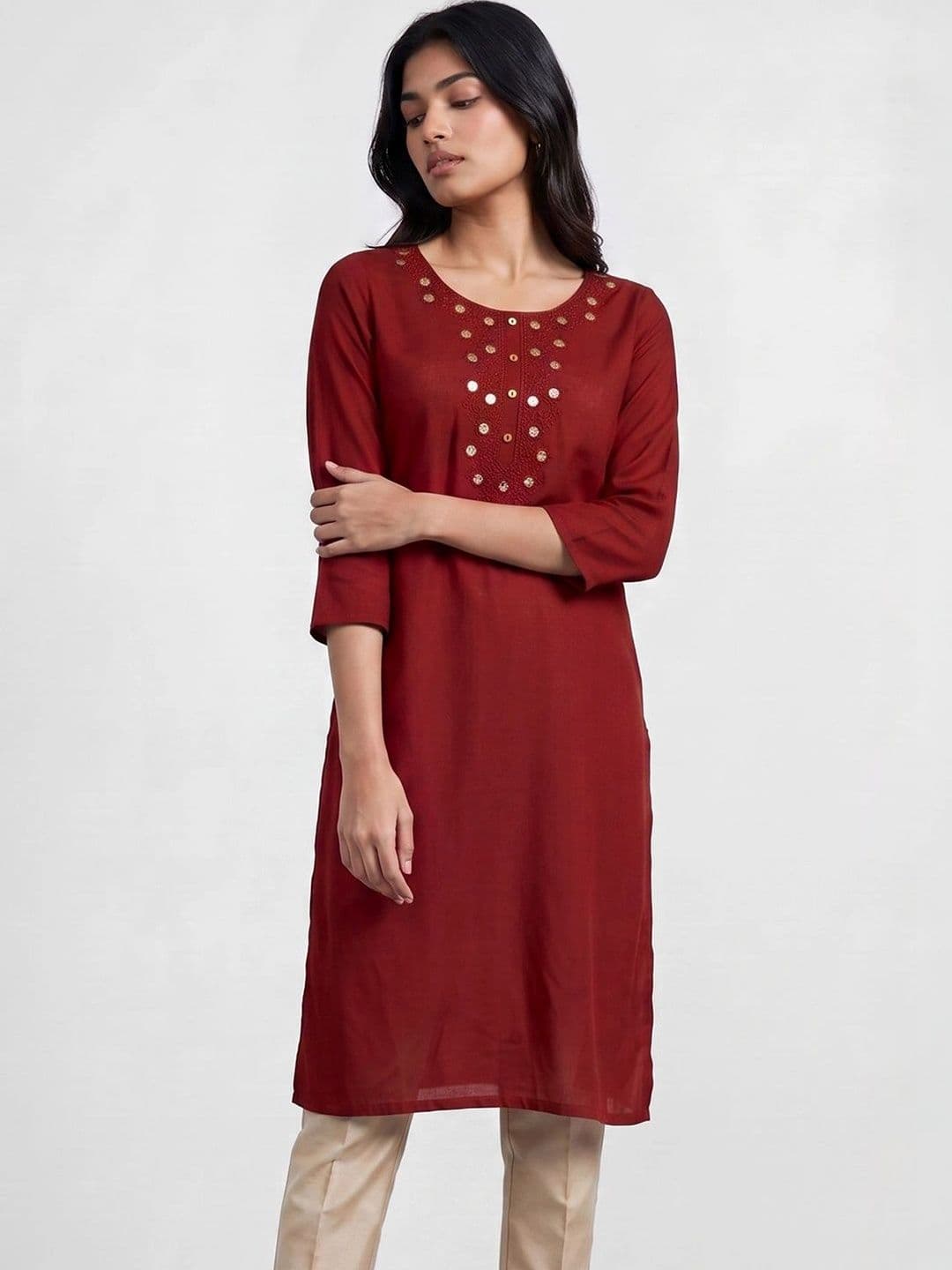 Melange by Lifestyle Women Embellished Mirror Work Kurta - view 1