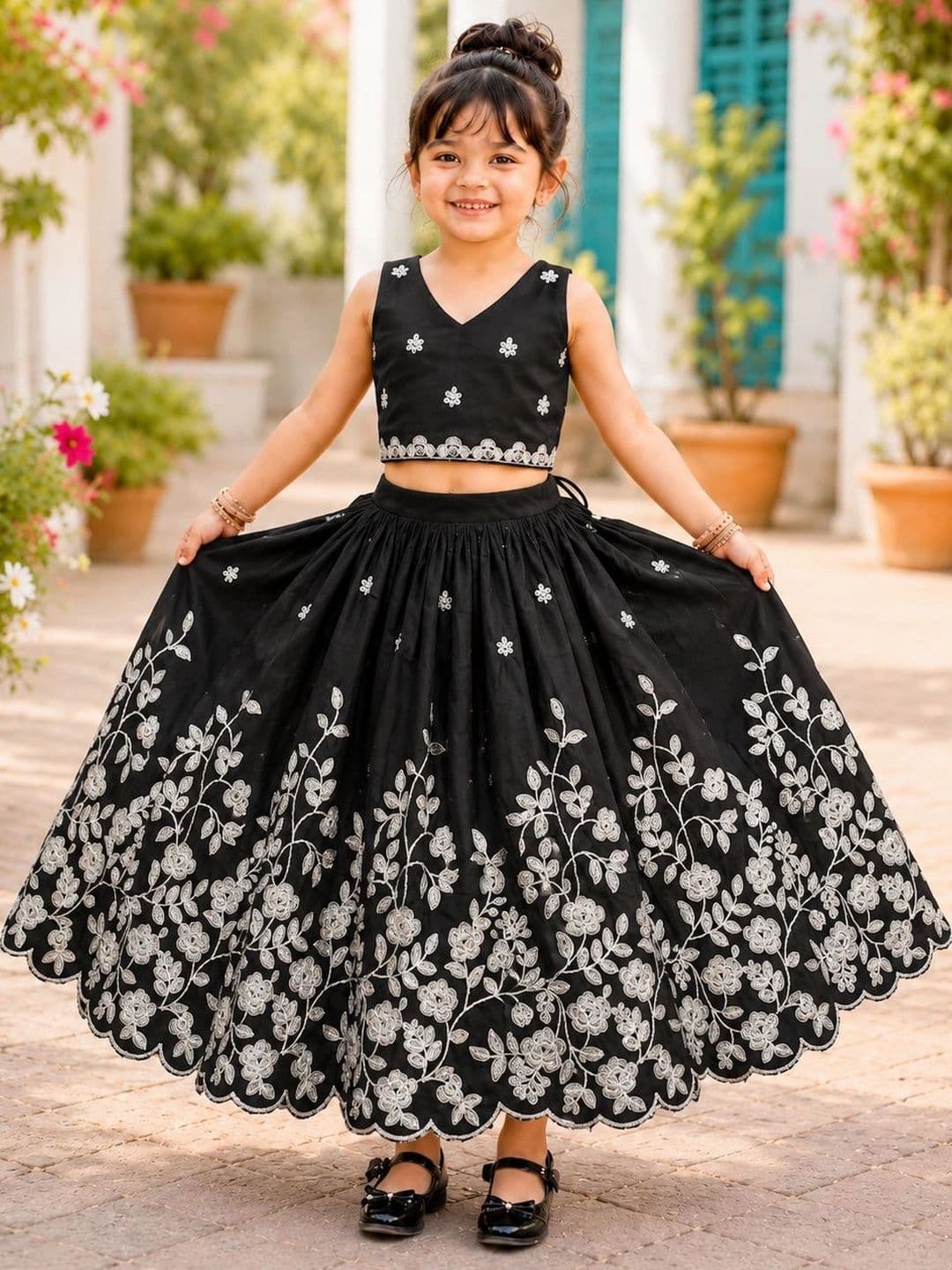 DRISHIV ENTERPRISE Girls Embroidered Tie and Dye Ready to Wear Lehenga & - view 1