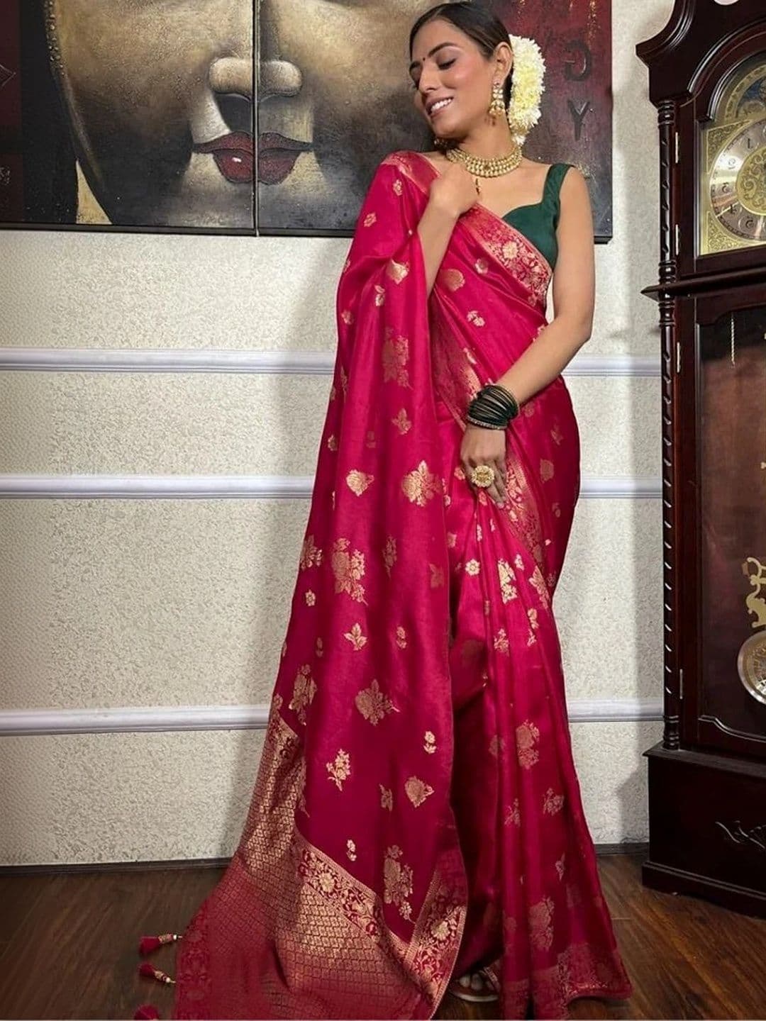 Glorisa Kalamkari Zari Silk Blend Designer Kota Saree - view 1