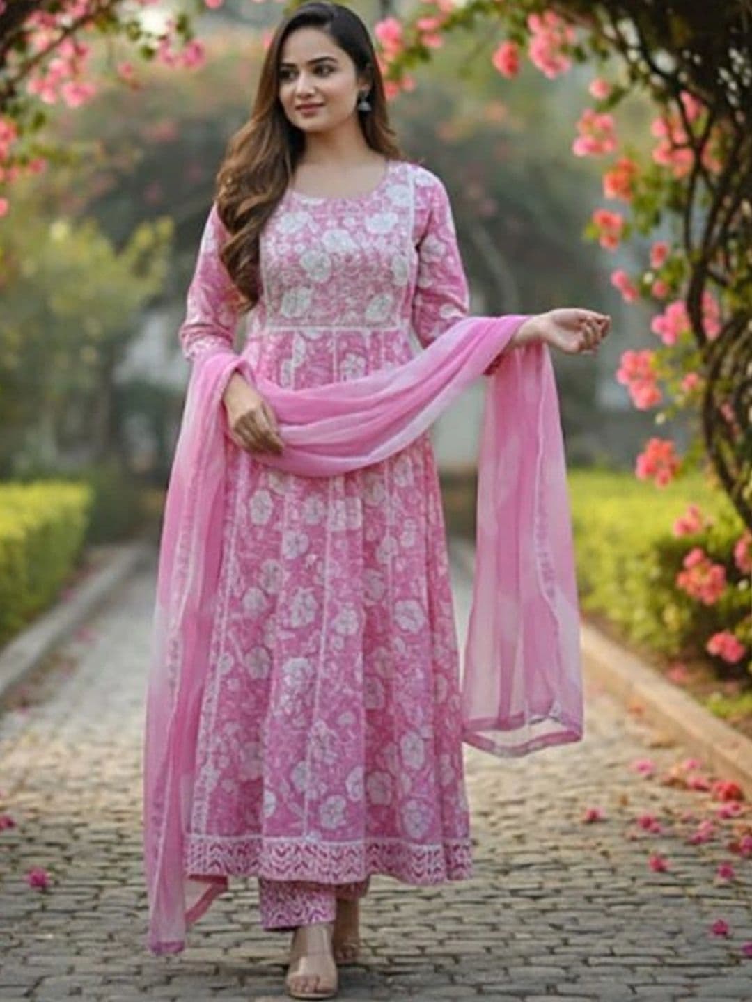 BAESD Women Floral Printed Regular Kurta with Trousers & With Dupatta - view 1