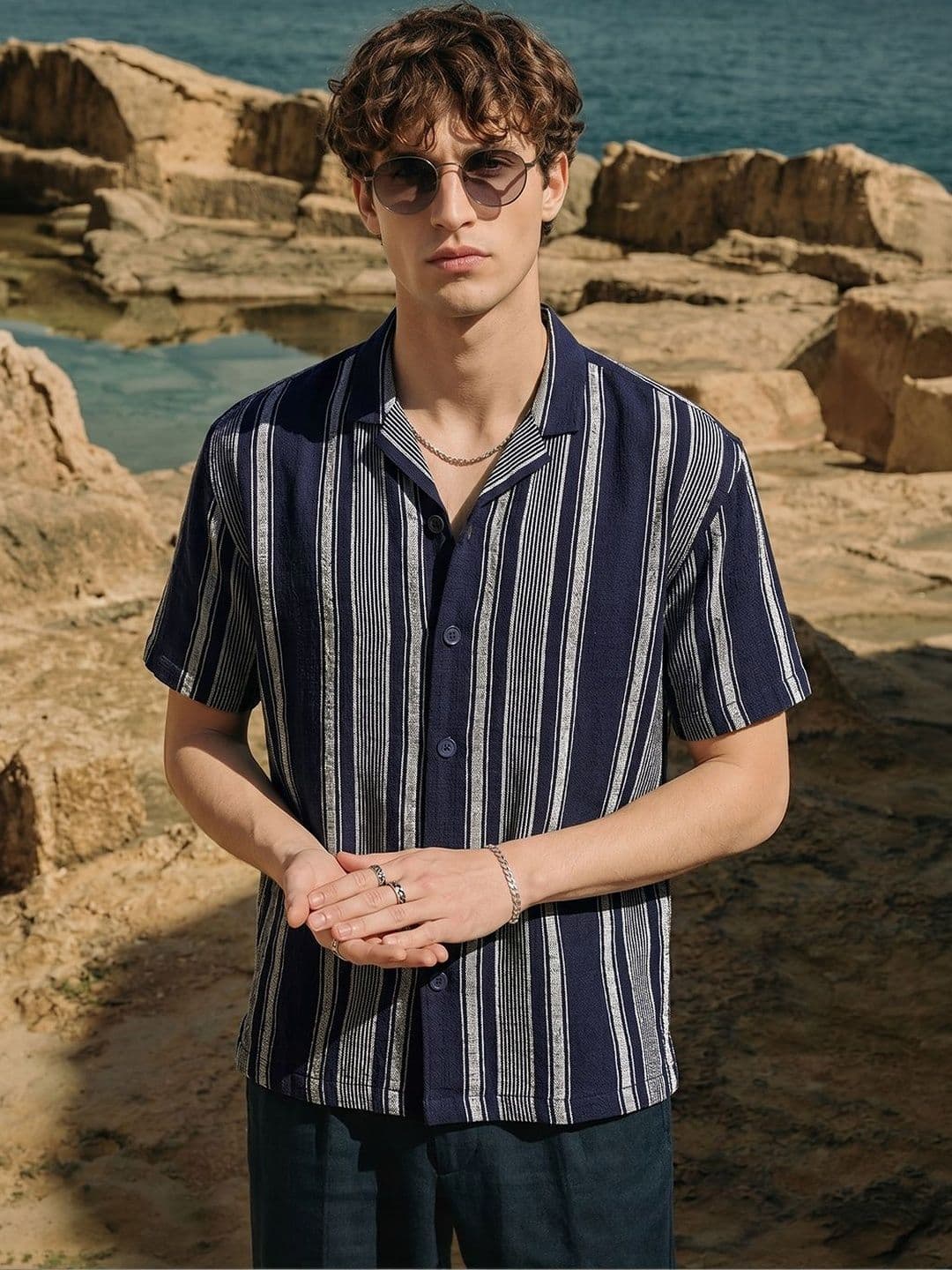 The Indian Garage Co Oversized Fit Striped Resortwear Shirt - view 1