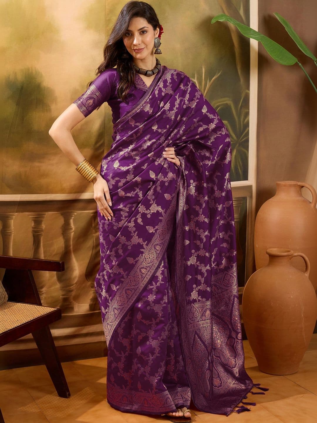 Maroosh Woven Design Zari Silk Blend Designer Banarasi Saree - view 1