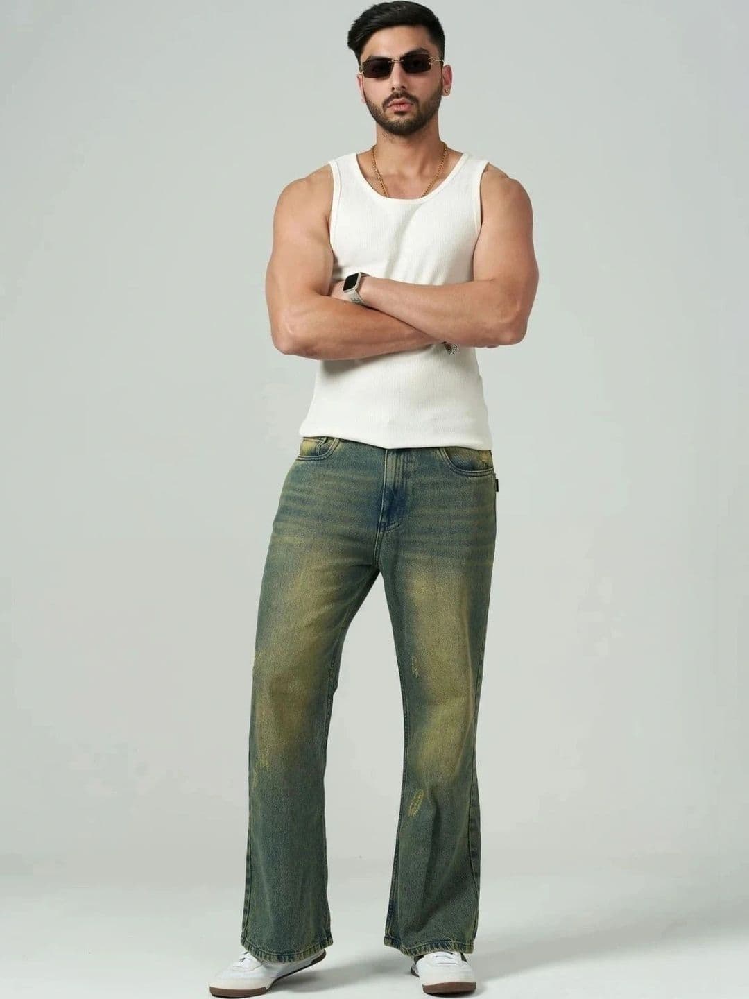 Stylecast X Kotty Men Wide Leg Low-Rise Low Distress Jeans - view 1