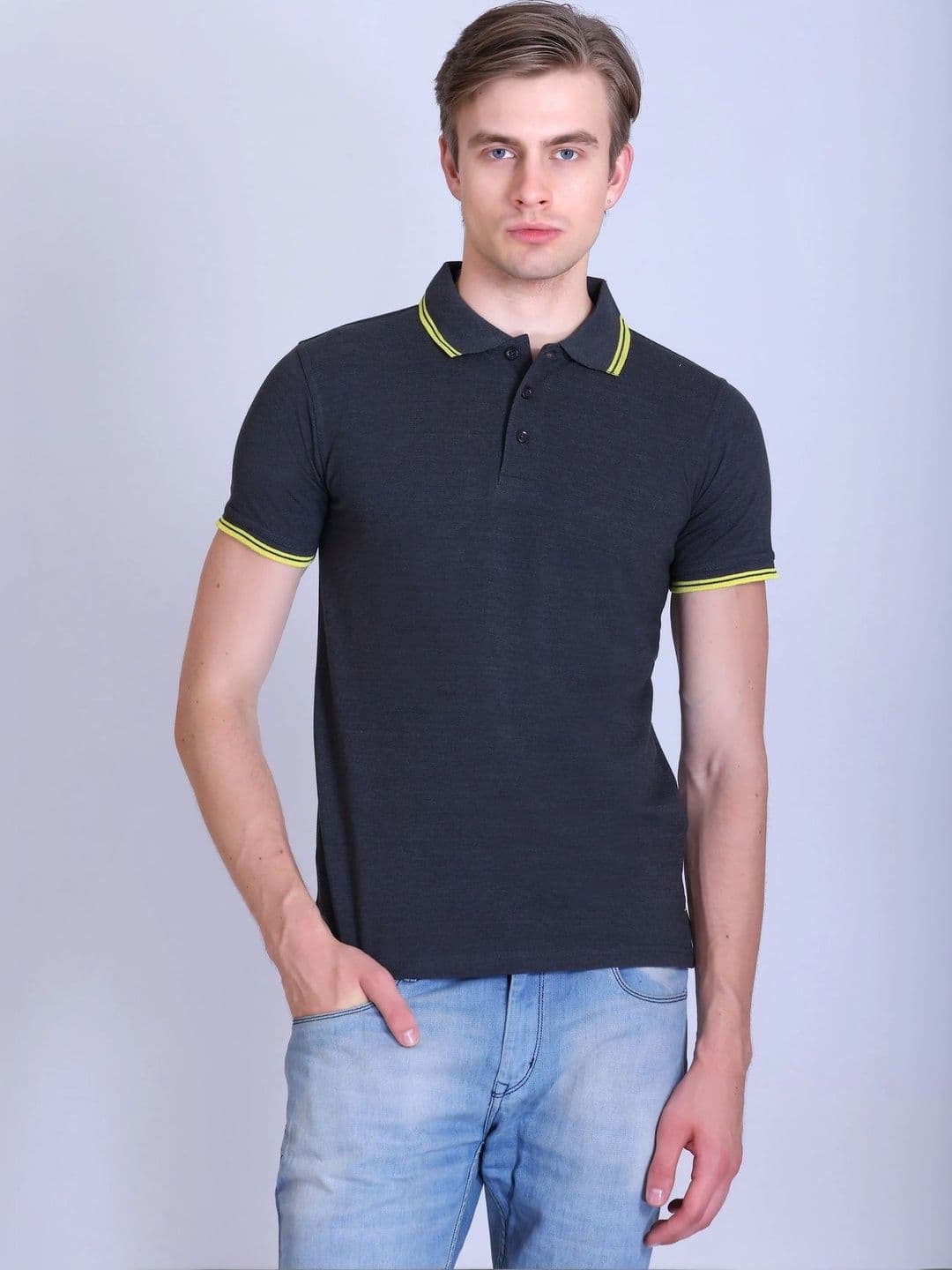 Pikmee Men Polo Collar Pure Cotton Blend T-shirt - view 1
