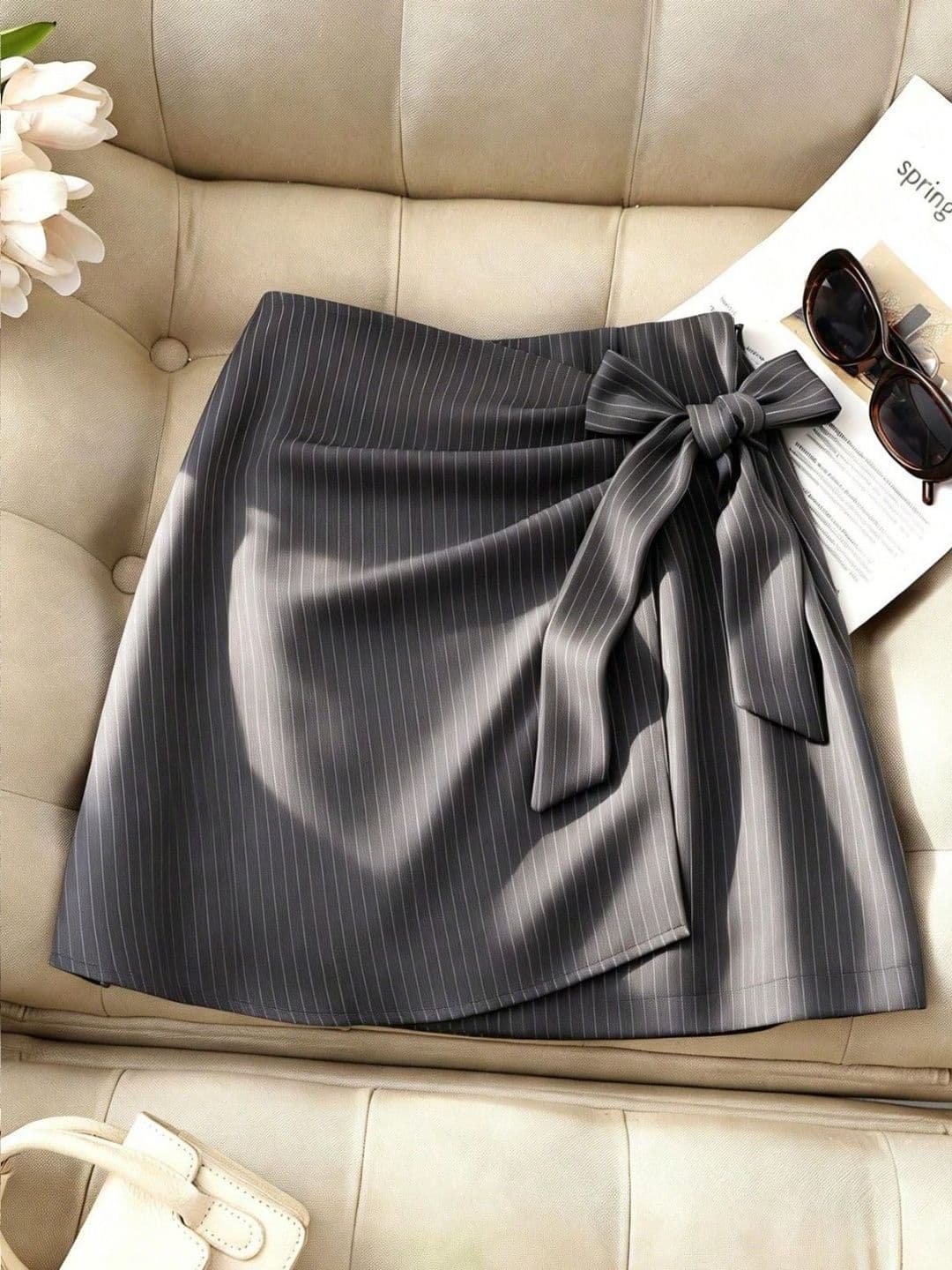Stylecast X Kotty Women Striped Mini Wrap Skirt - view 1