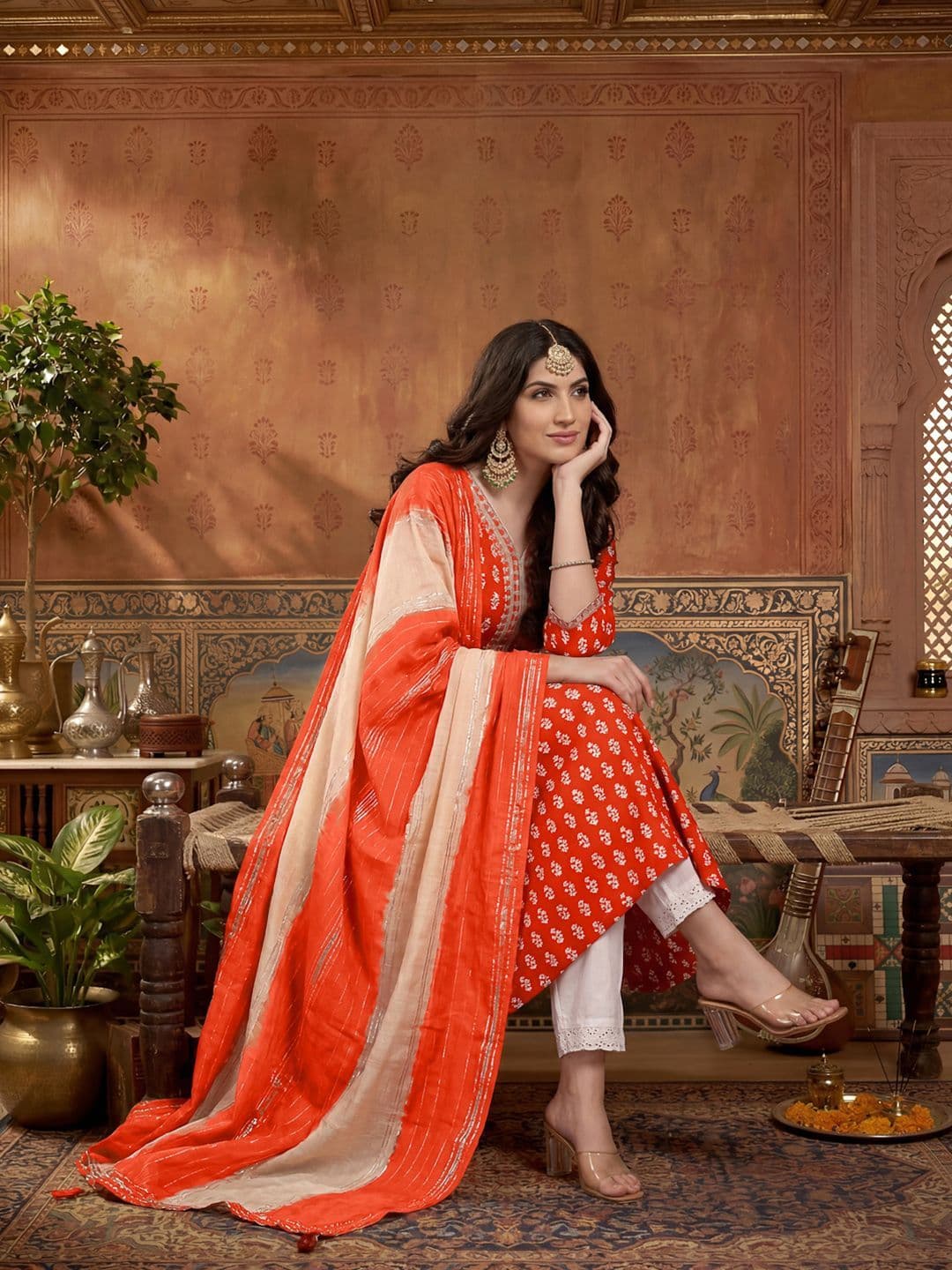 Anouk Women Ethnic Motifs Printed Thread Work Kurta - view 1