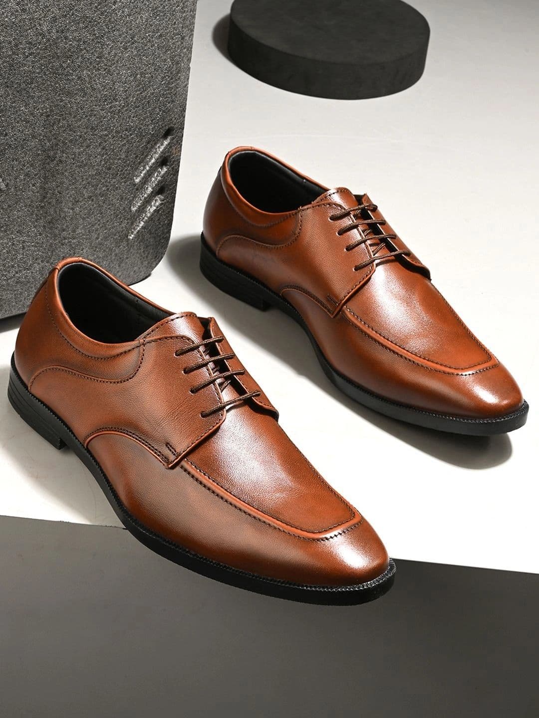 House of Pataudi Men Leather Pointed Toe Lace-Ups Derbys Formal Shoes - view 1