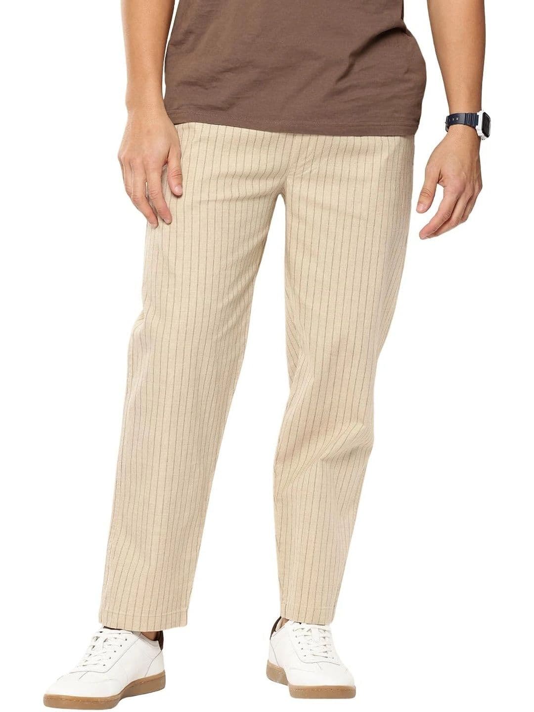 Global Jeans Men Striped Mid-Rise Relaxed Fit Lounge Pants - view 1