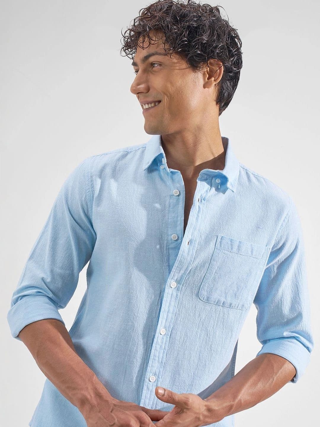 HIGHLANDER Men Premium Linen Chambray Button Down Shirt - view 1