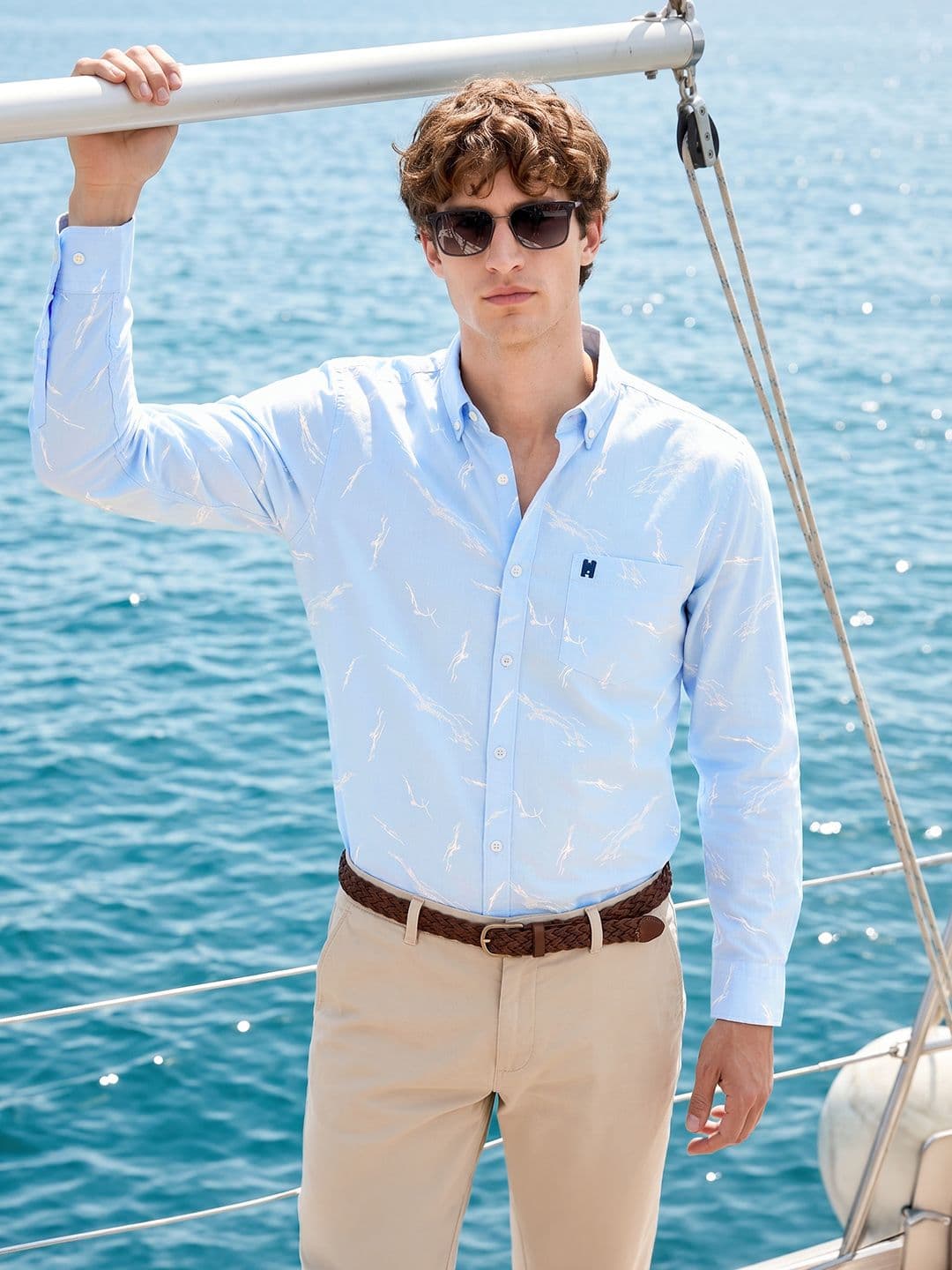 The Indian Garage Co Men Blue & White Printed Casual Shirt - view 1