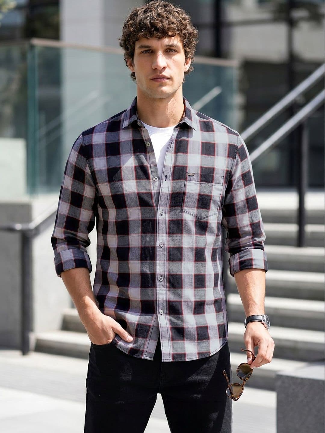 The Indian Garage Co Men Buffalo Checks Casual Slim Fit Shirt - view 1