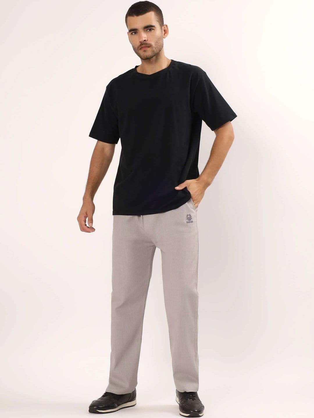 Global Jeans Men Striped Mid-Rise Straight Lounge Pants - view 1