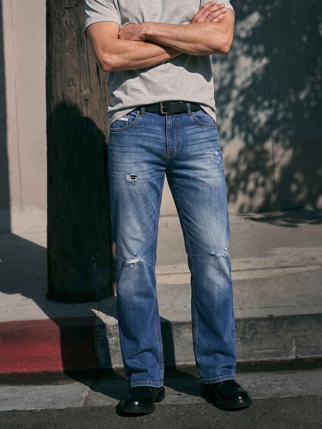 The Indian Garage Co Men Mid-Rise Low Distressed Heavy Fade Stretchable Jeans - view 1