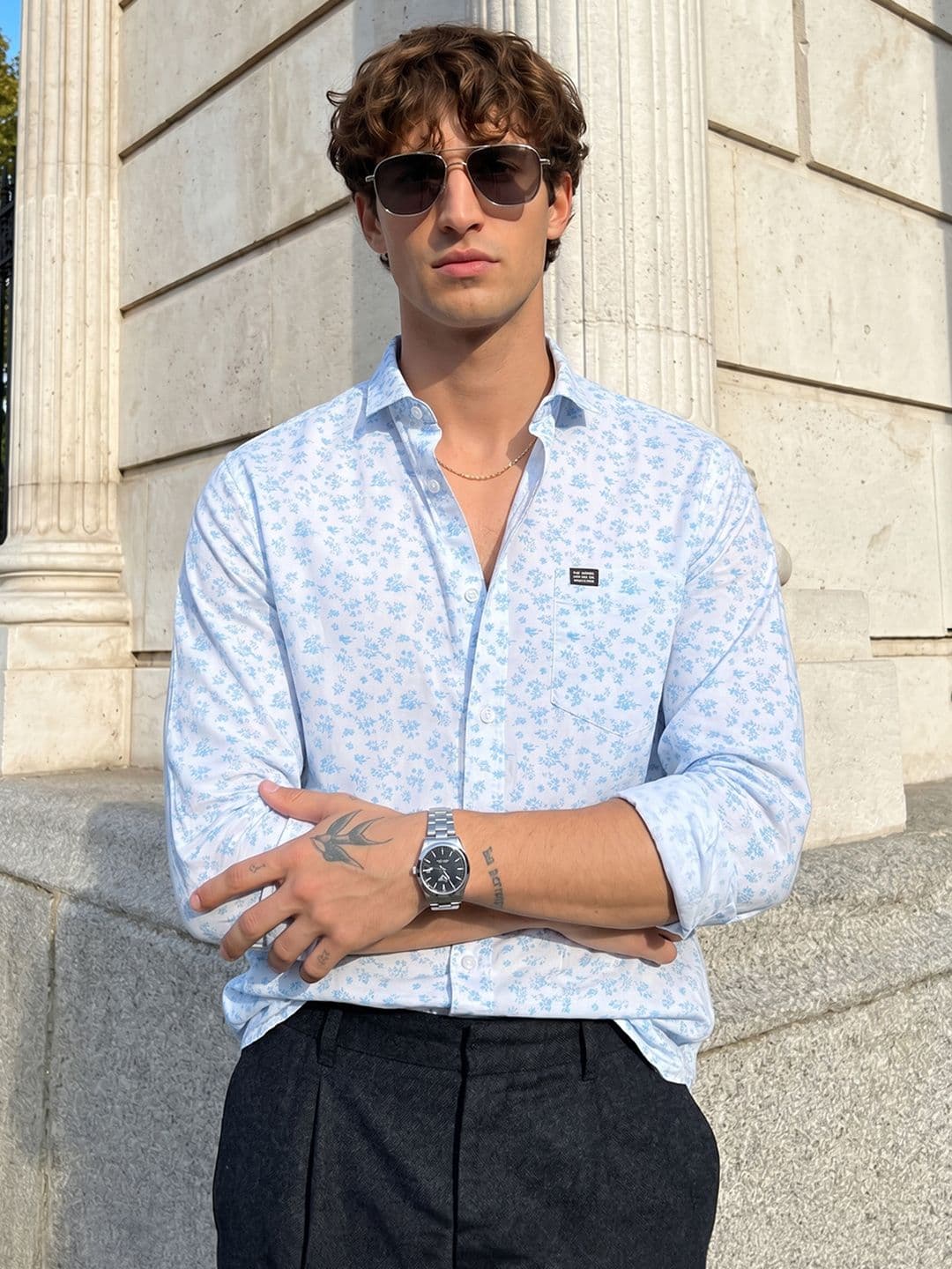 The Indian Garage Co Men Blue Slim Fit Printed Casual Shirt - view 1