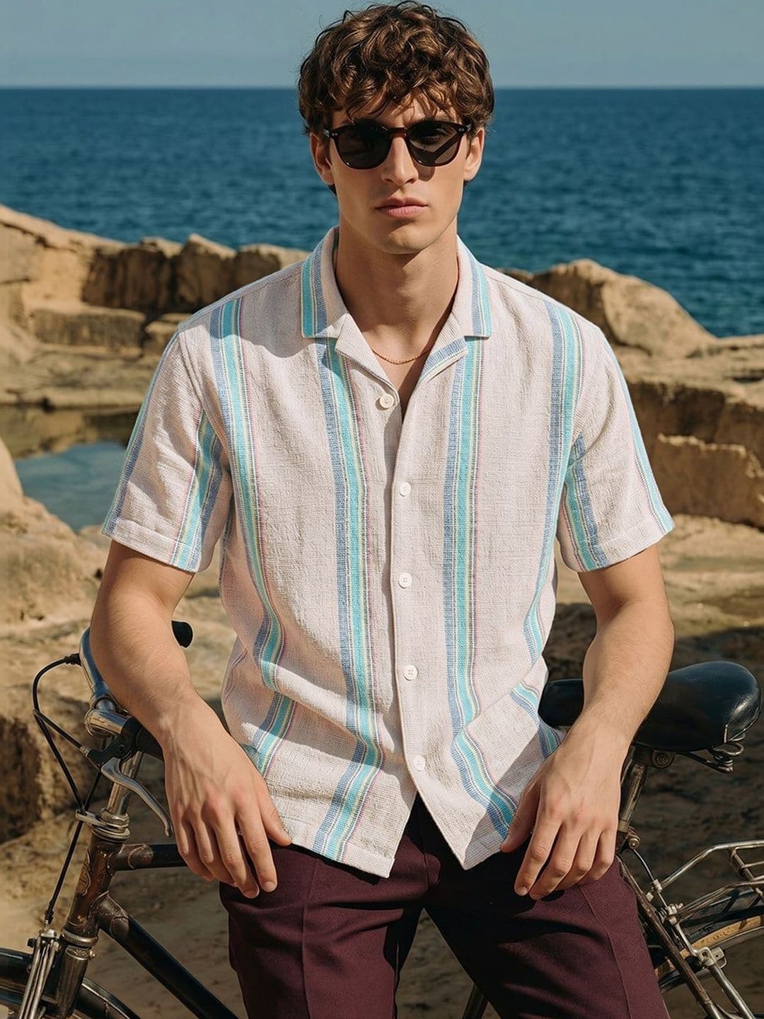 The Indian Garage Co Men Relaxed Fit Striped Resortwear Shirt - view 1