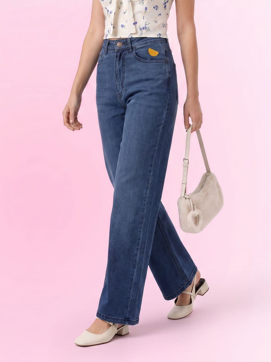 DressBerry Women Straight Fit High-Rise Light Fade Embellished Stretchable Jeans - view 1