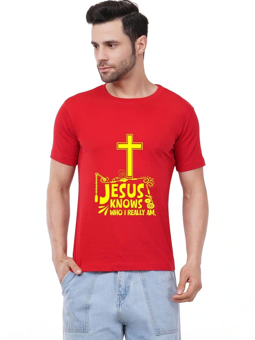 Aseria Men Printed Round Neck Short Sleeves Cotton T-shirt - view 1