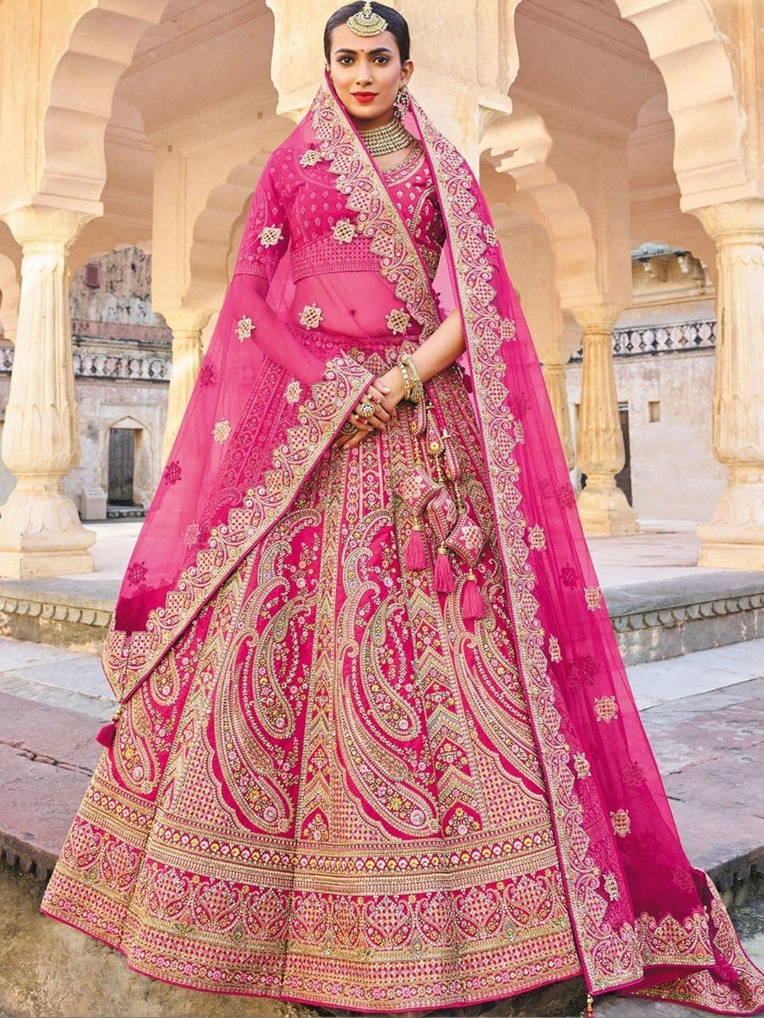 Fusionic Embroidered Semi-Stitched Lehenga & Unstitched Blouse With Dupatta - view 1