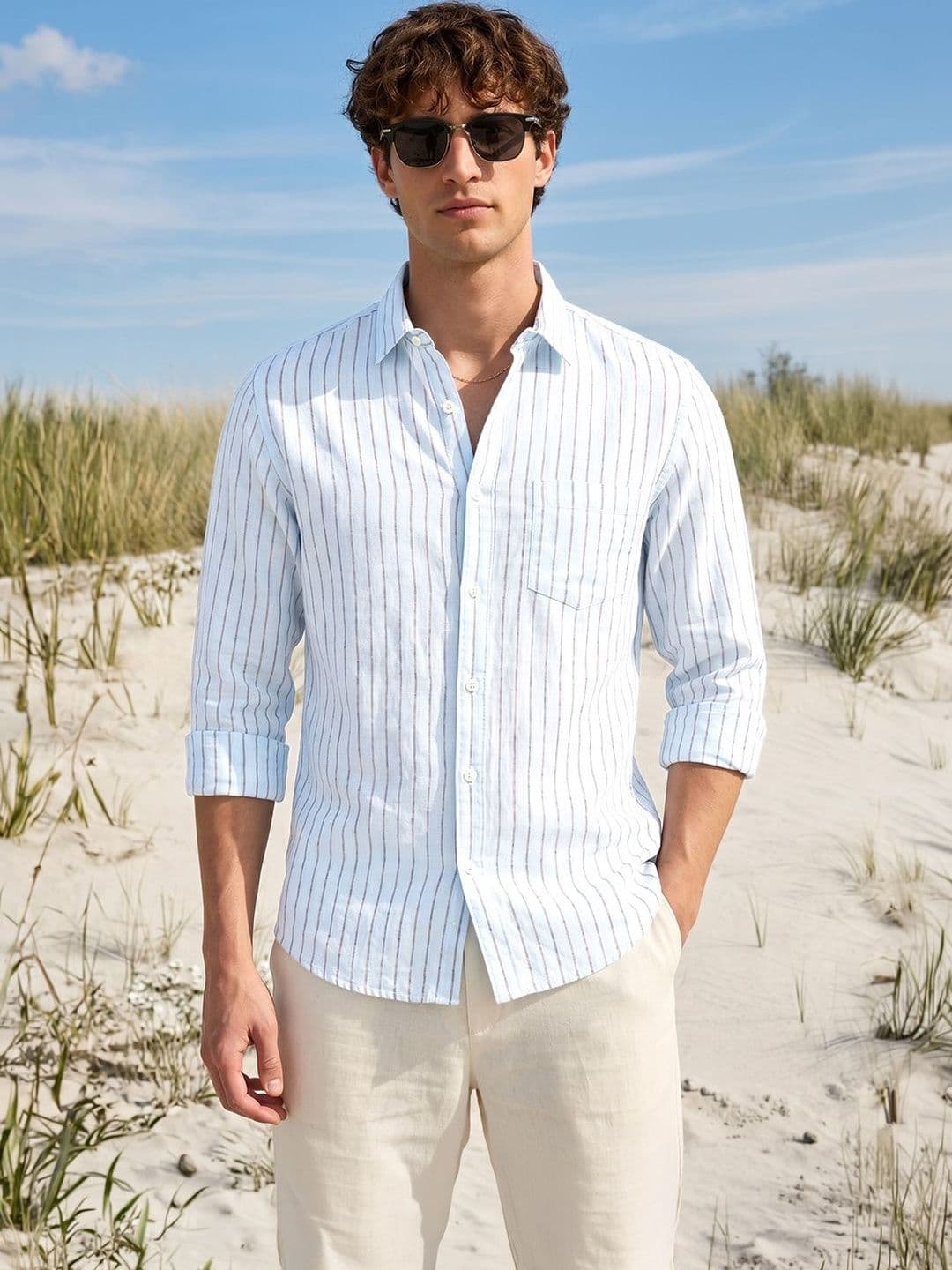 The Indian Garage Co Men Slim Fit Multi Stripes Opaque Striped Casual Shirt - view 1