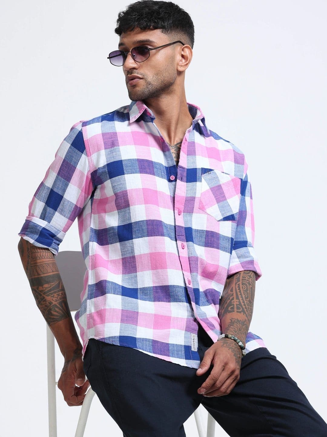 FashionDistrict Men Comfort Sheer Checked Casual Shirt - view 1