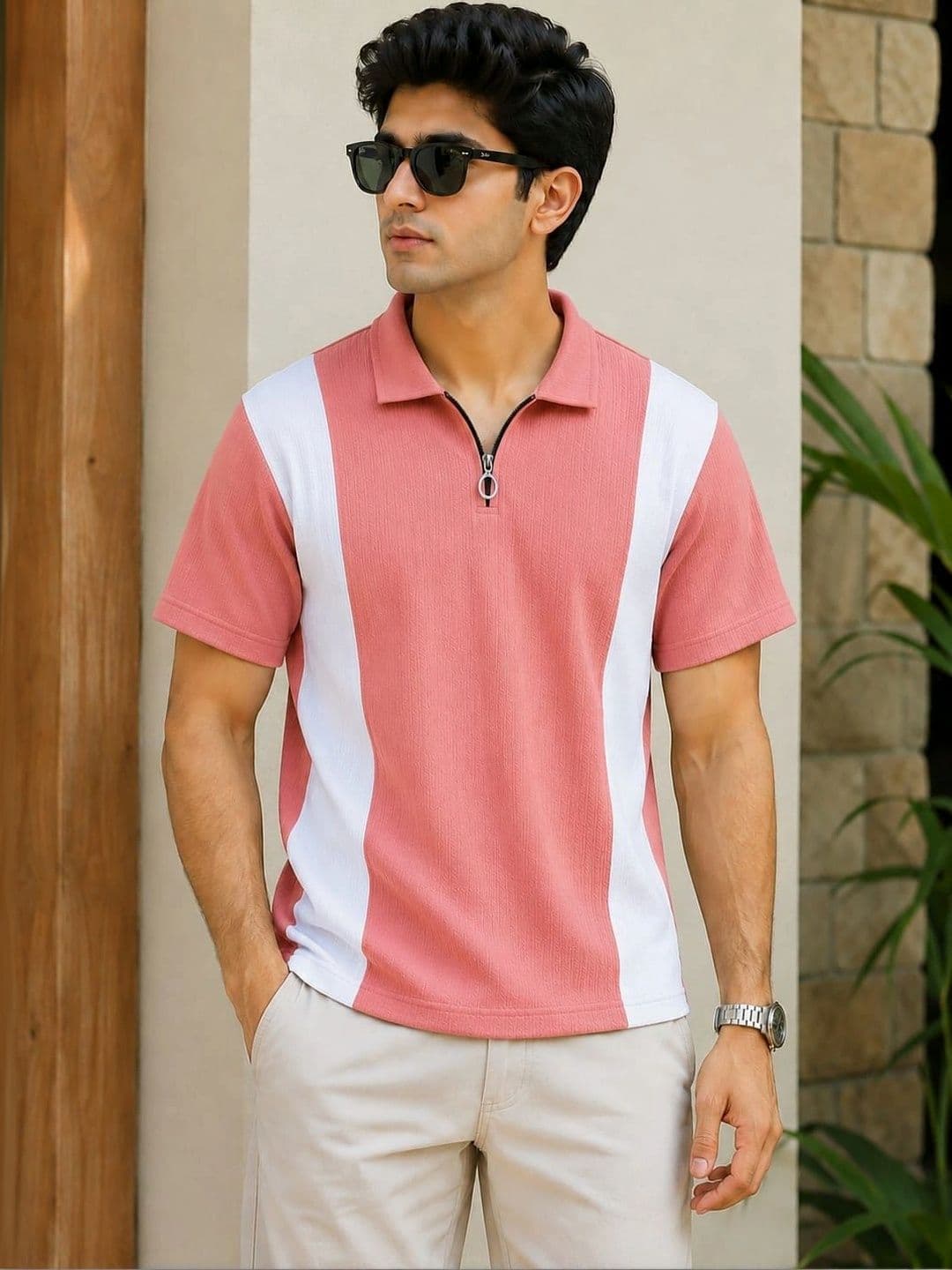 Blushme Men Colourblocked Polo Collar T-shirt - view 1