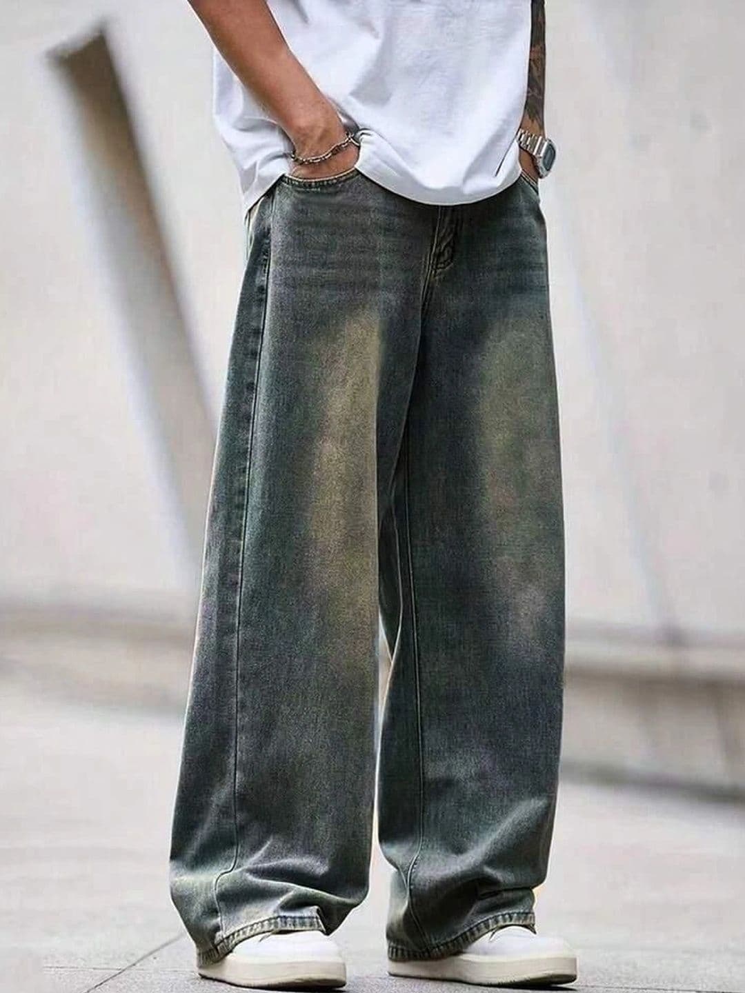 Mast & Harbour Men Wide Leg High-Rise Low Distress Jeans - view 1