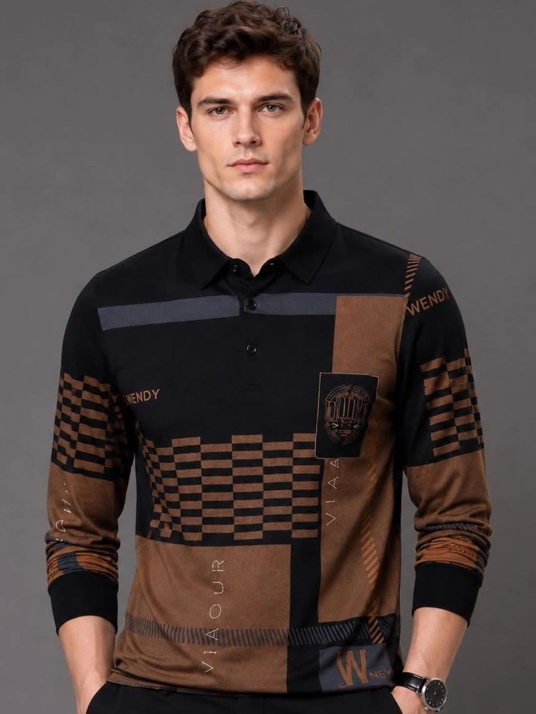 Moda Rapido Men Typography Printed Polo Collar Pockets T-shirt - view 1
