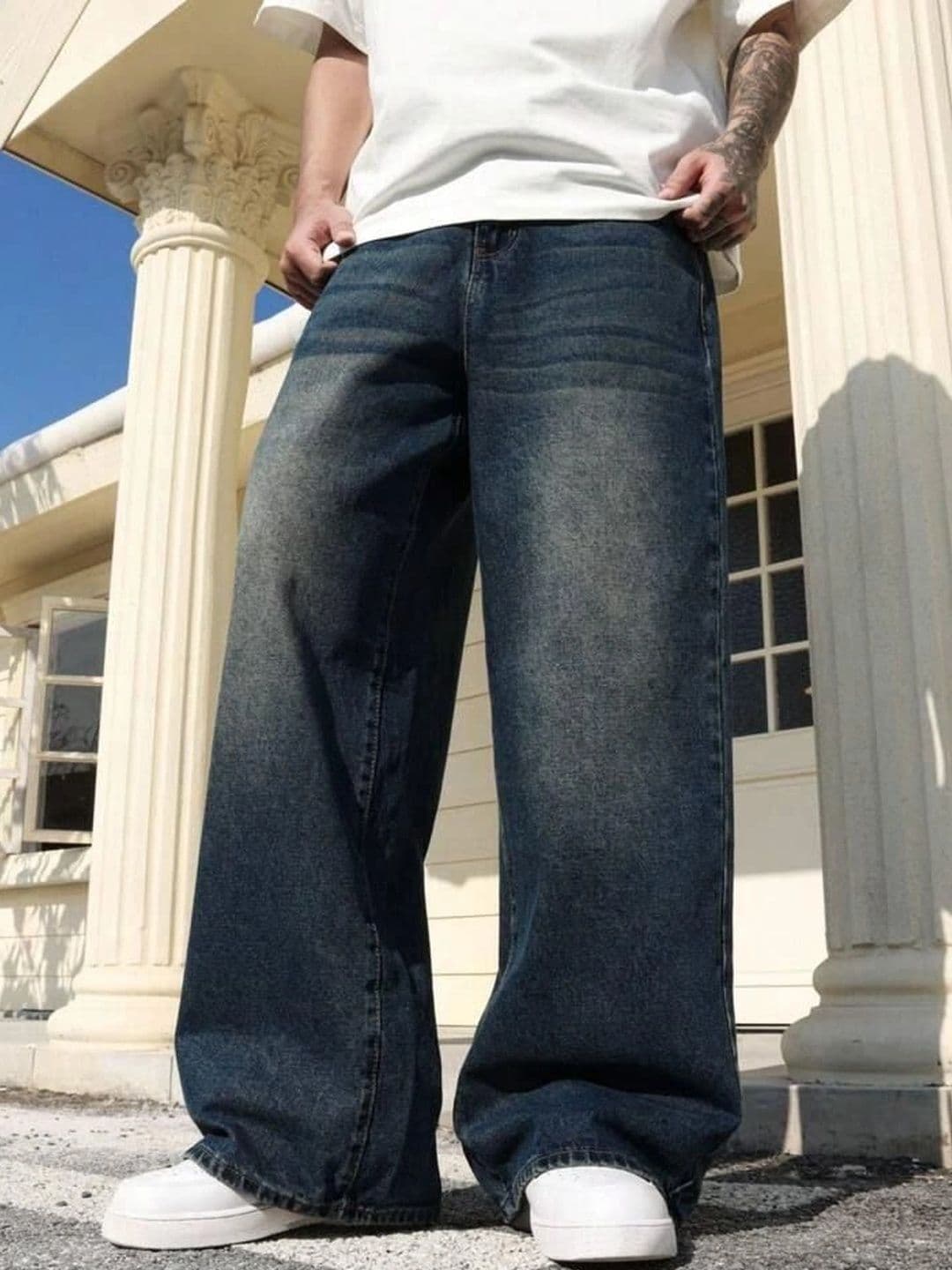 Mast & Harbour Men Cotton Wide Leg High-Rise Jeans - view 1