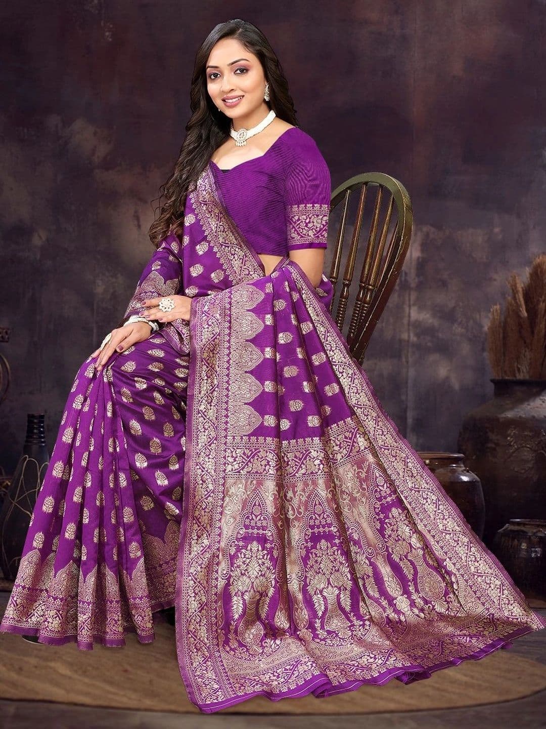 KANURIKAA Woven Design Zari Silk Blend Banarasi Saree - view 1