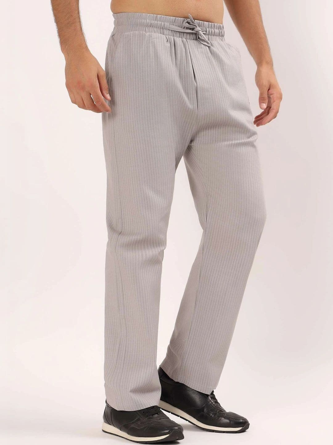 Global Jeans Men Cotton Self Design Mid-Rise Straight Lounge Pants - view 1