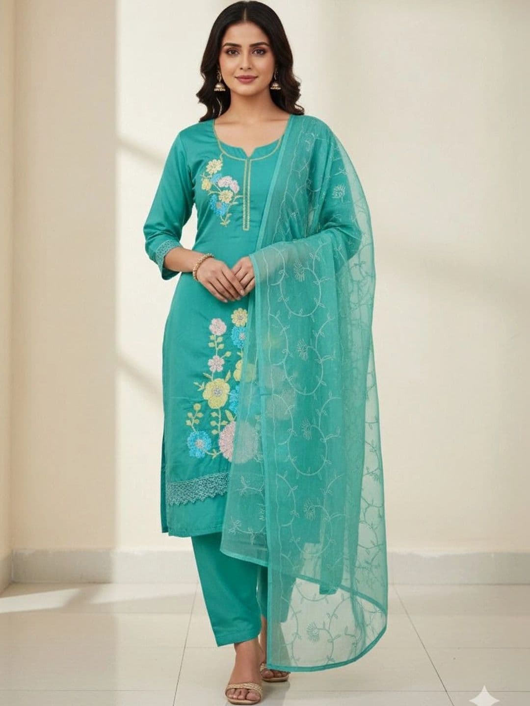 MANVAA Embellished Unstitched Dress Material - view 1