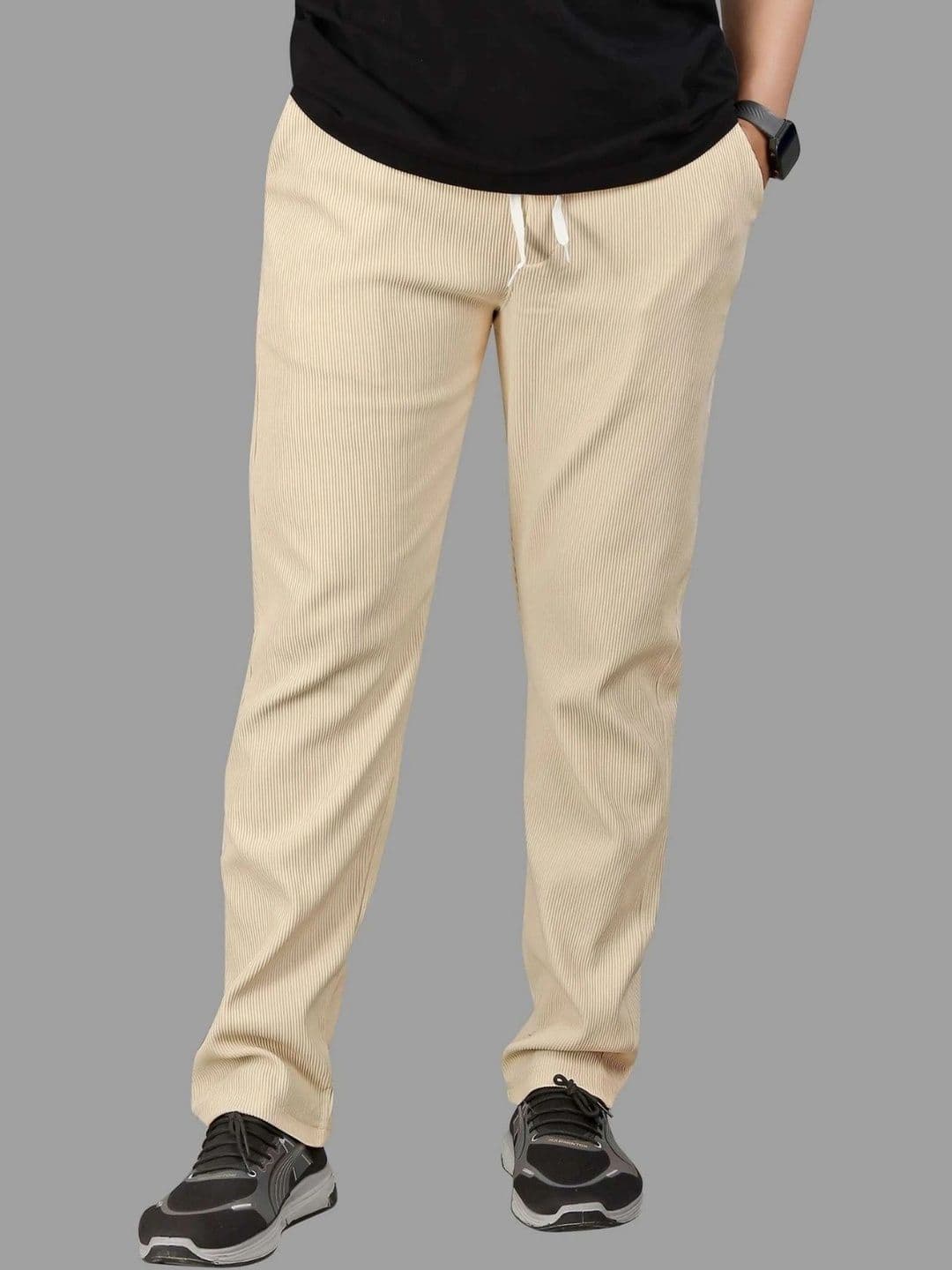 Global Jeans Men Self Design Mid-Rise Straight Lounge Pants - view 1