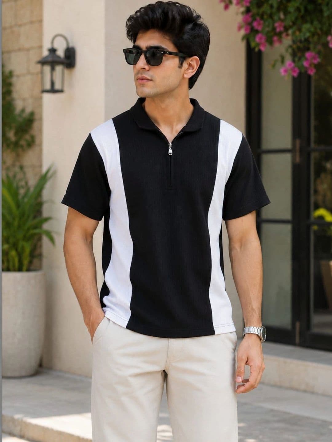Blushme Men Colourblocked Polo Collar T-shirt - view 1