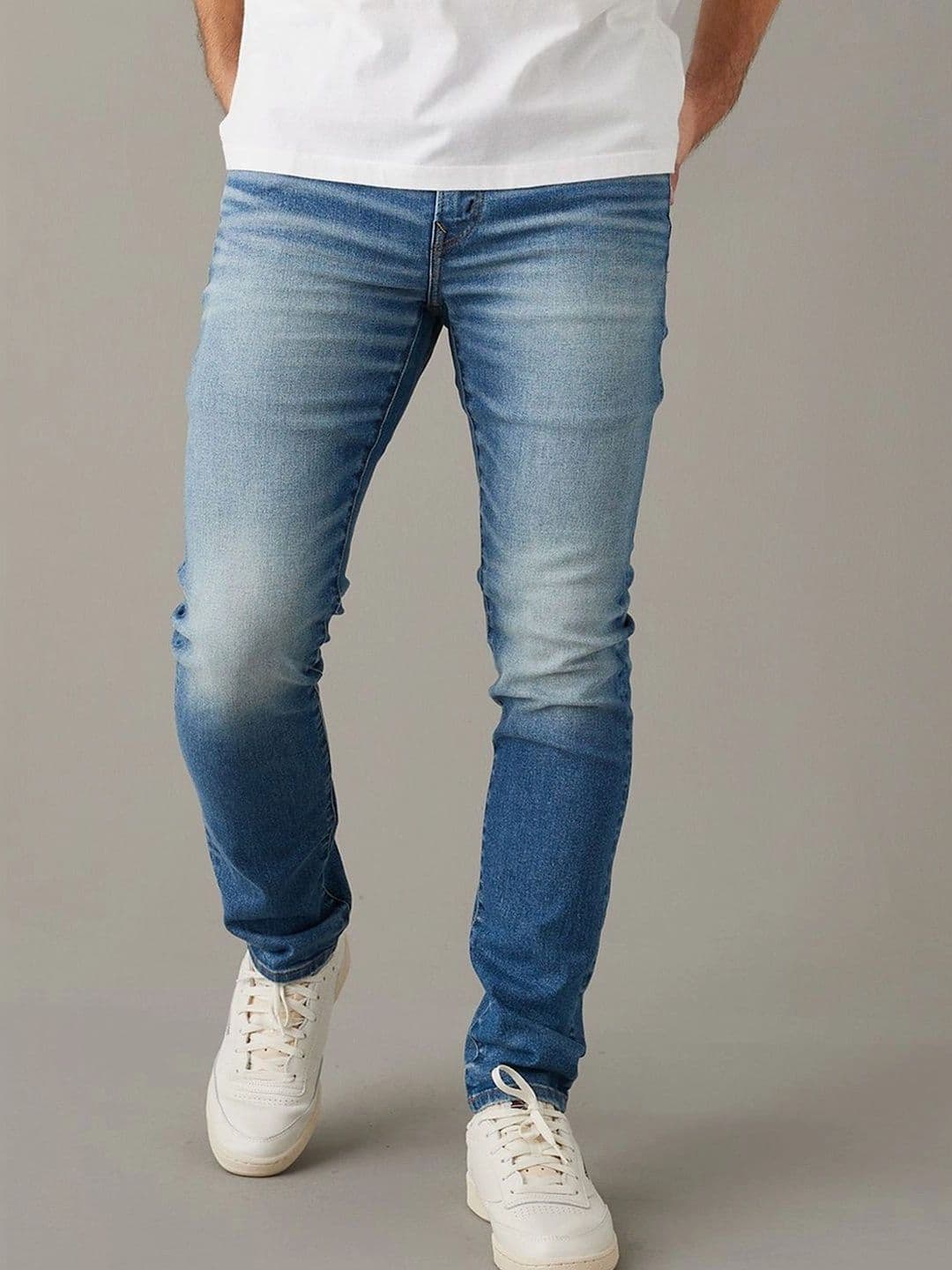 AMERICAN EAGLE OUTFITTERS American Eagle Men Blue AirFlex+ Athletic Skinny Jeans - view 1