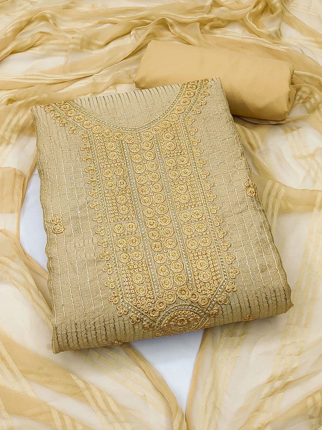 KALINI Embroidered Pure Cotton Unstitched Dress Material - view 1